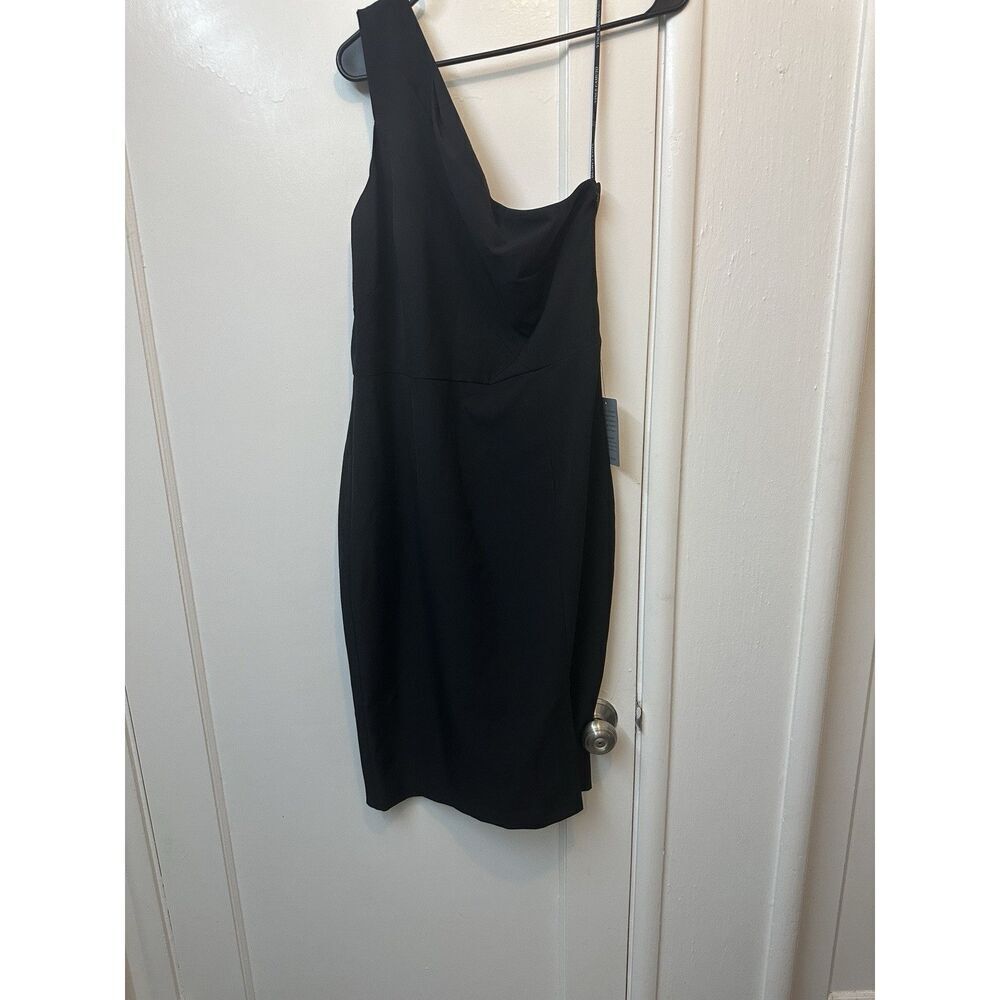 Vince Camuto One Shoulder Dress Mini Sz 12 Black Side Slit